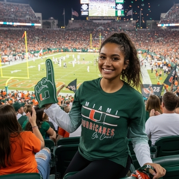 Wear By Erin Andrews Tops - Miami Univeristy Hurricanes Long Sleeve Shirt Women's Large Wear by Erin Andrews